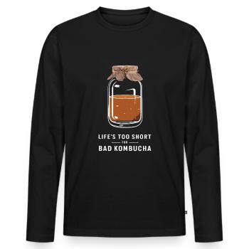 Benefits of Kombucha for Brewer Maker Tea Lover - Men's Premium Organic Long Sleeve Shirt - black - Front - Nico (187cm)