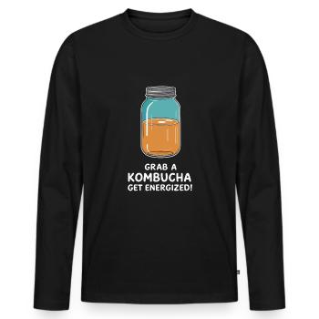 Benefits of Kombucha for Brewer Maker Tea Lover - Men's Premium Organic Long Sleeve Shirt - black - Front - Nico (187cm)