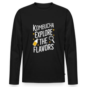 Benefits of Kombucha for Brewer Maker Tea Lover - Men's Premium Organic Long Sleeve Shirt - black - Front - Nico (187cm)