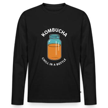 Benefits of Kombucha for Brewer Maker Tea Lover - Men's Premium Organic Long Sleeve Shirt - black - Front - Nico (187cm)