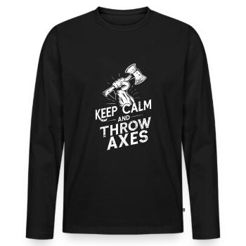 Maîtres du lancer de hache pour une pratique précise de la cible - T-shirt manches longues Premium bio Homme - noir - Devant - Nico (187cm)