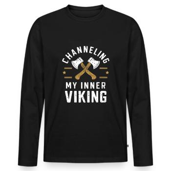 Maîtres du lancer de hache pour une pratique précise de la cible - T-shirt manches longues Premium bio Homme - noir - Devant - Nico (187cm)