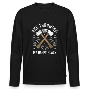 Maîtres du lancer de hache pour une pratique précise de la cible - T-shirt manches longues Premium bio Homme - noir - Devant - Nico (187cm)