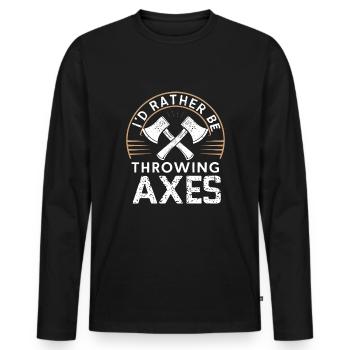 Maîtres du lancer de hache pour une pratique précise de la cible - T-shirt manches longues Premium bio Homme - noir - Devant - Nico (187cm)