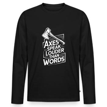 Maîtres du lancer de hache pour une pratique précise de la cible - T-shirt manches longues Premium bio Homme - noir - Devant - Nico (187cm)