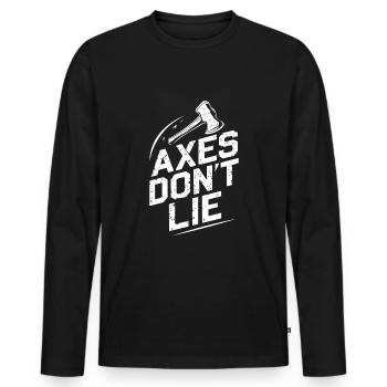 Maîtres du lancer de hache pour une pratique précise de la cible - T-shirt manches longues Premium bio Homme - noir - Devant - Nico (187cm)