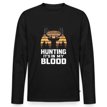 Vivez l’excitation de la chasse au cerf en forêt avec - T-shirt manches longues Premium bio Homme - noir - Devant - Nico (187cm)