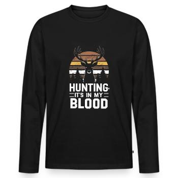 Vivez l’excitation de la chasse au cerf en forêt avec - T-shirt manches longues Premium bio Homme - noir - Devant - Nico (187cm)