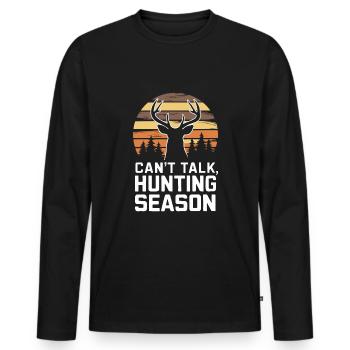 Vivez l’excitation de la chasse au cerf en forêt avec - T-shirt manches longues Premium bio Homme - noir - Devant - Nico (187cm)