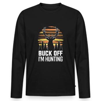 Vivez l’excitation de la chasse au cerf en forêt avec - T-shirt manches longues Premium bio Homme - noir - Devant - Nico (187cm)