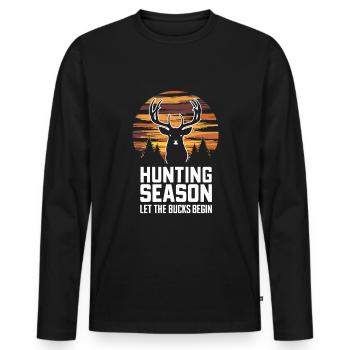 Vivez l’excitation de la chasse au cerf en forêt avec - T-shirt manches longues Premium bio Homme - noir - Devant - Nico (187cm)
