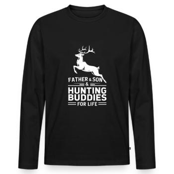Vivez l’excitation de la chasse au cerf en forêt avec - T-shirt manches longues Premium bio Homme - noir - Devant - Nico (187cm)