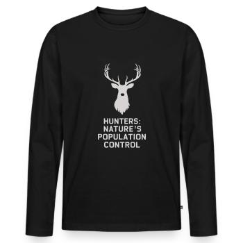 Vivez l’excitation de la chasse au cerf en forêt avec - T-shirt manches longues Premium bio Homme - noir - Devant - Nico (187cm)