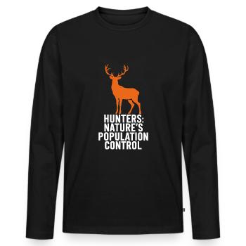 Vivez l’excitation de la chasse au cerf en forêt avec - T-shirt manches longues Premium bio Homme - noir - Devant - Nico (187cm)
