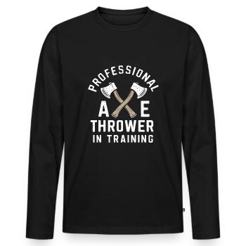 Maîtres du lancer de hache pour une pratique précise de la cible - T-shirt manches longues Premium bio Homme - noir - Devant - Nico (187cm)
