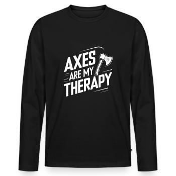 Maîtres du lancer de hache pour une pratique précise de la cible - T-shirt manches longues Premium bio Homme - noir - Devant - Nico (187cm)