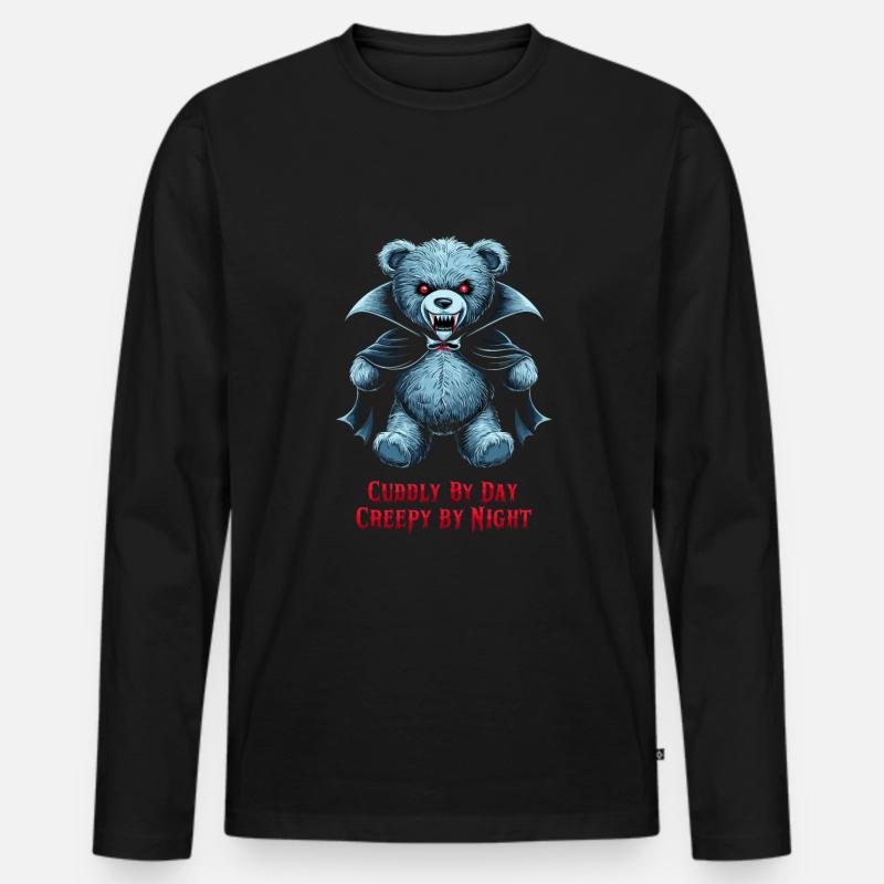 Horror Teddy Bear Clawing Through The Night Horror - Men's Premium Organic Long Sleeve Shirt - black