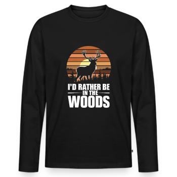 Vivez l’excitation de la chasse au cerf en forêt avec - T-shirt manches longues Premium bio Homme - noir - Devant - Nico (187cm)