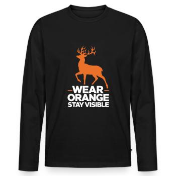 Vivez l’excitation de la chasse au cerf en forêt avec - T-shirt manches longues Premium bio Homme - noir - Devant - Nico (187cm)
