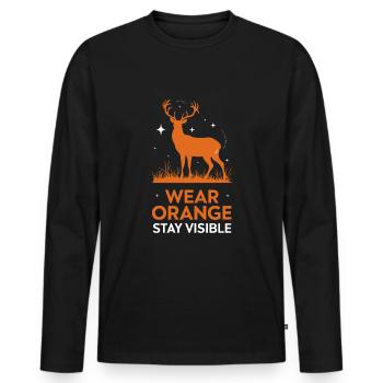 Vivez l’excitation de la chasse au cerf en forêt avec - T-shirt manches longues Premium bio Homme - noir - Devant - Nico (187cm)
