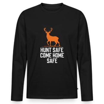 Vivez l’excitation de la chasse au cerf en forêt avec - T-shirt manches longues Premium bio Homme - noir - Devant - Nico (187cm)