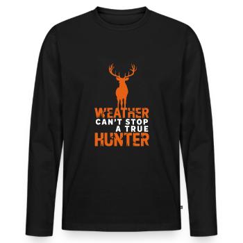 Vivez l’excitation de la chasse au cerf en forêt avec - T-shirt manches longues Premium bio Homme - noir - Devant - Nico (187cm)