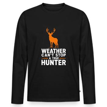 Vivez l’excitation de la chasse au cerf en forêt avec - T-shirt manches longues Premium bio Homme - noir - Devant - Nico (187cm)