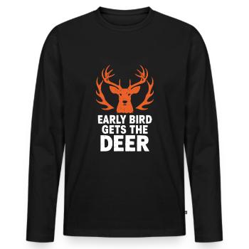 Vivez l’excitation de la chasse au cerf en forêt avec - T-shirt manches longues Premium bio Homme - noir - Devant - Nico (187cm)