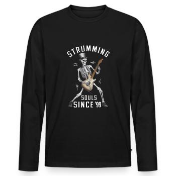 Halloween Gitarre Kürbis Herbst Spooky Nacht - Männer Premium Bio Langarmshirt - Schwarz - Vorne - Nico (187cm)