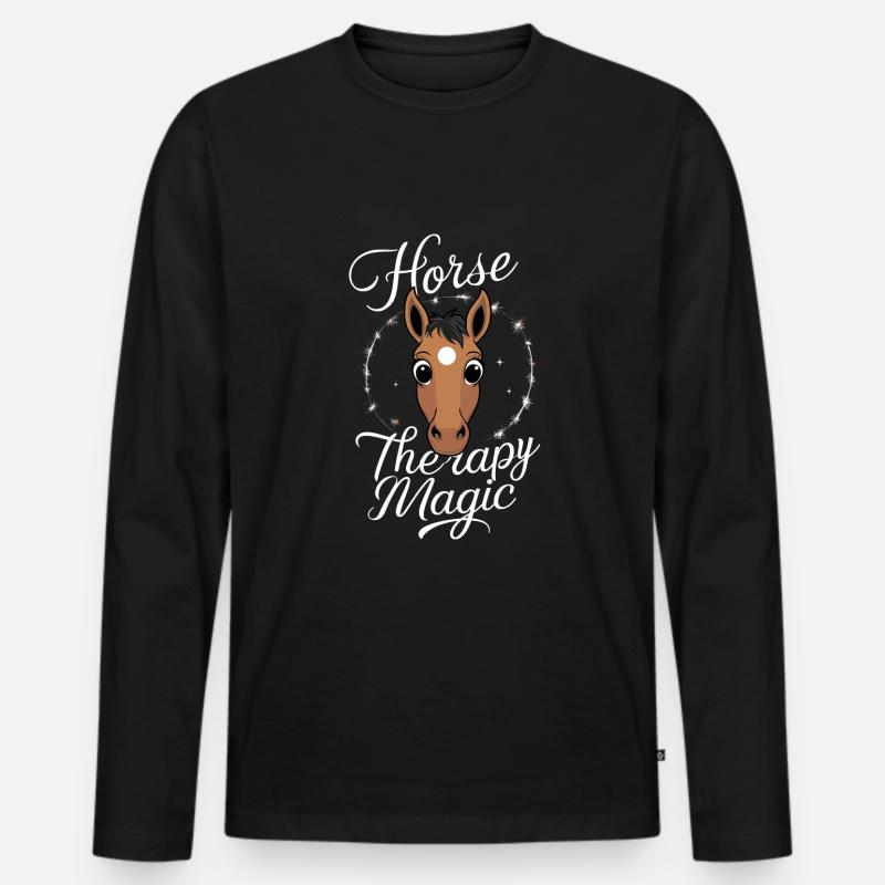 Heilung Durch Pferdetherapie Und Therapeutisches - Männer Premium Bio Langarmshirt - Schwarz