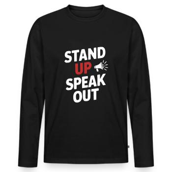 Raising awareness of domestic violence - Men's Premium Organic Long Sleeve Shirt - black - Front - Nico (187cm)