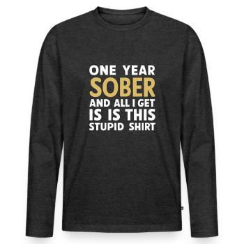 Genesung Nach Alkoholabhängigkeit Nüchternheit Aa - Männer Premium Bio Langarmshirt - Anthrazit meliert - Vorne - Nico (187cm)