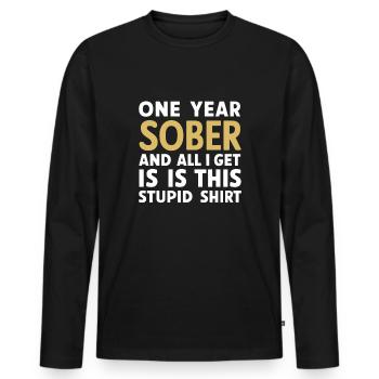 recovery from alcohol dependence sobriety aa - Men's Premium Organic Long Sleeve Shirt - black - Front - Nico (187cm)