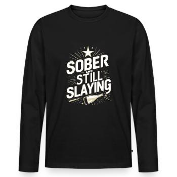 recovery from alcohol dependence sobriety aa - Men's Premium Organic Long Sleeve Shirt - black - Front - Nico (187cm)