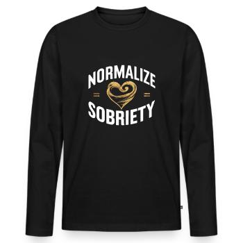 recovery from alcohol dependence sobriety aa - Men's Premium Organic Long Sleeve Shirt - black - Front - Nico (187cm)
