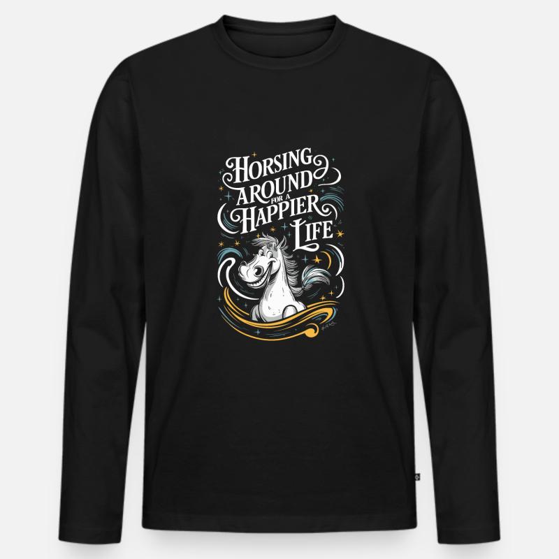 Heilung Durch Pferdetherapie Und Therapeutisches - Männer Premium Bio Langarmshirt - Schwarz