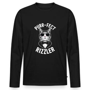 Rizzler niche for meme humor fans - Men's Premium Organic Long Sleeve Shirt - black - Front - Nico (187cm)