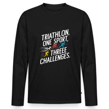 Triathlon Swim Bike Run Triathlete Sports Gift - Men's Premium Organic Long Sleeve Shirt - black - Front - Nico (187cm)