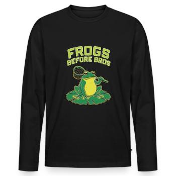 Amphibian frog hunter enthusiast, frog trapping - Men's Premium Organic Long Sleeve Shirt - black - Front - Nico (187cm)