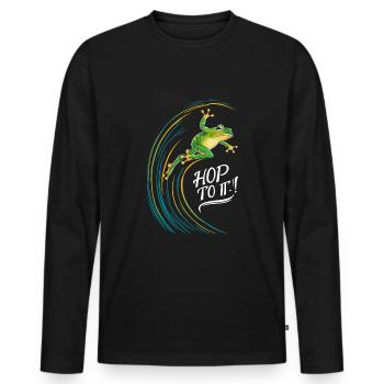 Amphibian frog hunter enthusiast, frog trapping - Men's Premium Organic Long Sleeve Shirt - black - Front - Nico (187cm)