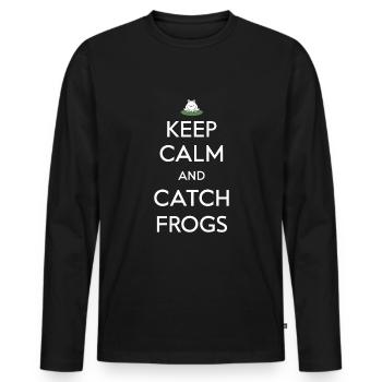 Amphibian frog hunter enthusiast, frog trapping - Men's Premium Organic Long Sleeve Shirt - black - Front - Nico (187cm)