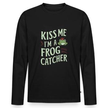 Amphibian frog hunter enthusiast, frog trapping - Men's Premium Organic Long Sleeve Shirt - black - Front - Nico (187cm)