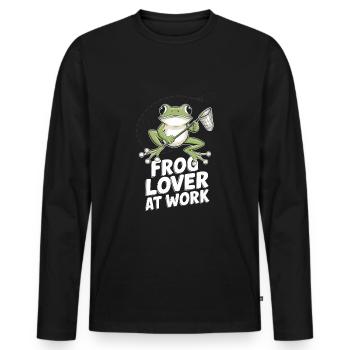 Amphibian frog hunter enthusiast, frog trapping - Men's Premium Organic Long Sleeve Shirt - black - Front - Nico (187cm)