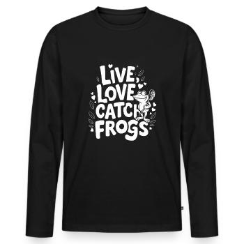 Amphibian frog hunter enthusiast, frog trapping - Men's Premium Organic Long Sleeve Shirt - black - Front - Nico (187cm)
