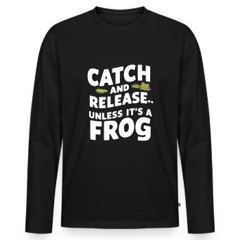 Amphibian frog hunter enthusiast, frog trapping - Men's Premium Organic Long Sleeve Shirt - black - Front - Nico (187cm)