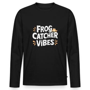 Amphibian frog hunter enthusiast, frog trapping - Men's Premium Organic Long Sleeve Shirt - black - Front - Nico (187cm)