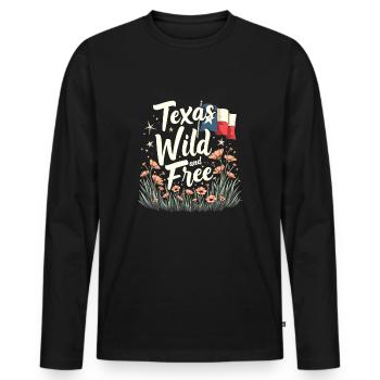 Texas Wildflowers Season Fields Flowers Texas - Men's Premium Organic Long Sleeve Shirt - black - Front - Nico (187cm)