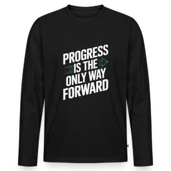 Fortschrittsorientierte Führung und Management für - Männer Premium Bio Langarmshirt - Schwarz - Vorne - Nico (187cm)