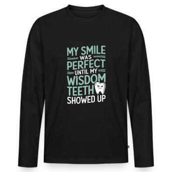 Funny Wisdom Tooth Survivor | Dental - Men's Premium Organic Long Sleeve Shirt - black - Front - Nico (187cm)