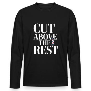 Barber Shop Vibes and Classic Haircuts for - Men's Premium Organic Long Sleeve Shirt - black - Front - Nico (187cm)